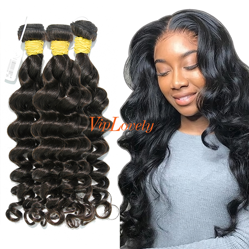 #1b Malaysian Raw Human Hair Weft loose wave